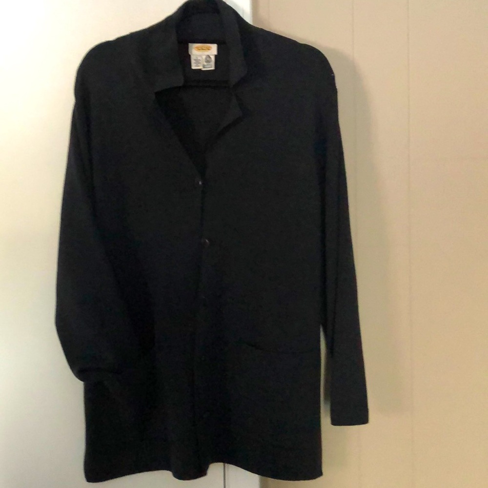 Charcoal Gray Button Front Pure Wool Sweater. - image 1